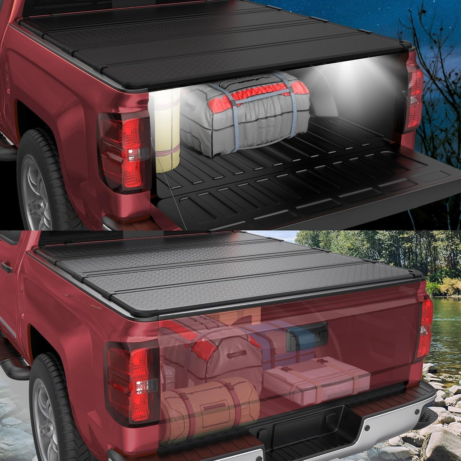 TITANICMOTOR 3-Fold 5FT 60Inch Hard Tonneau Cover for 2015-2026 Chevy Colorado GMC Canyon Bed Cover
