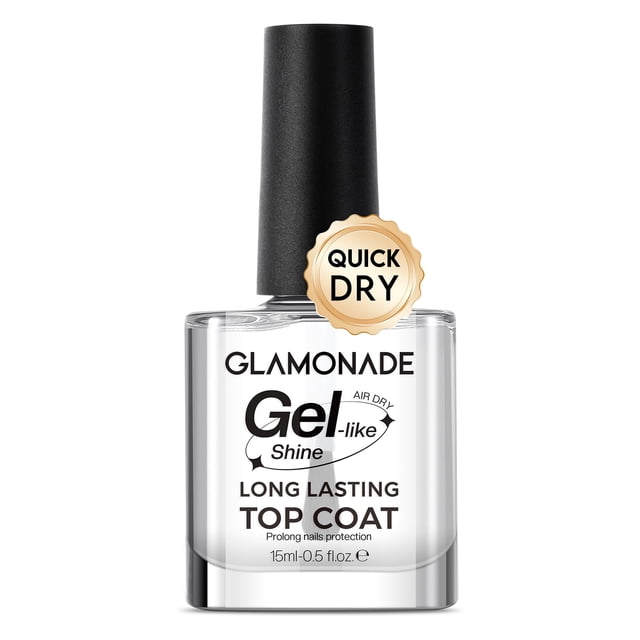 Esmalte de uñas Top Coat Glamonade, de secado rápido, transparente y brillante