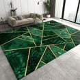 thumbnail image 2 of Emerald Green Marble Texture Room Area Rugs, Light Luxury Golden Irregular Lines Art Indoor Non-Slip Kids Rugs, Machine Washable Breathable Durable Carpet For Front Entrance Floor Decor, 2 of 7