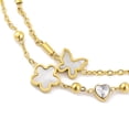 thumbnail image 2 of 304 Stainless Steel Chains Anklet Cubic Zirconia & Shell Charms Anklet Golden Butterfly 8-1/4 inch(21cm), 2 of 3
