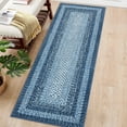 thumbnail image 6 of Twister.CK 2'x6' Braided Print Runner Rug, Machine Washable Non Slip Bedroom Runner Rugs for Kitchen Hallway Laundry Room, Gray Blue, 6 of 7
