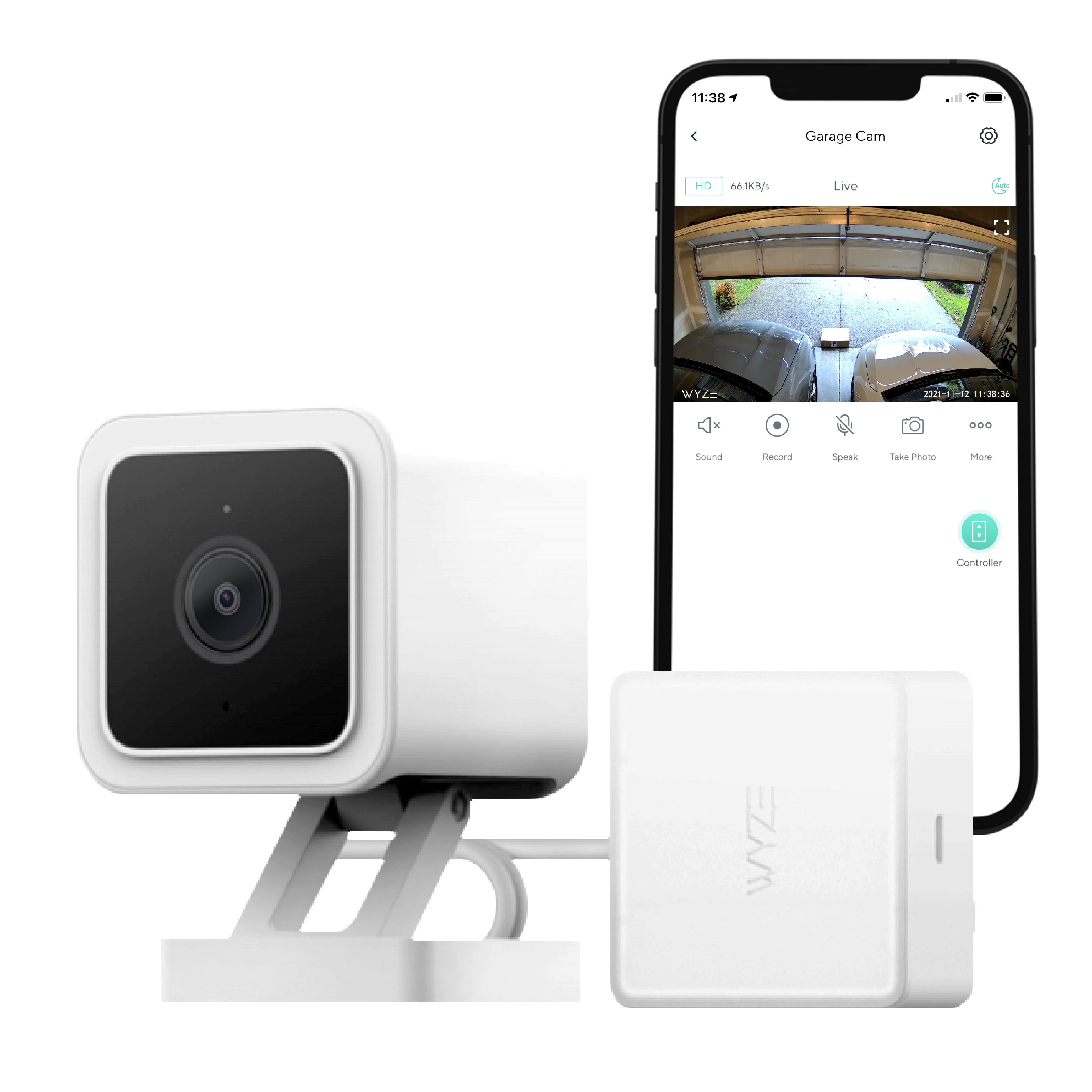 Wyze Smart Garage Door Opener, Remotely View and Control with 1080p HD Video Security Camera with Color Night Vision and Two-Way Audio