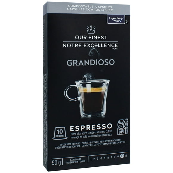 Our Finest Grandioso Dark Roast Pods for Nespresso, 50 g