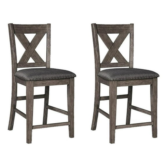 Pemberly Row 24.75" Contemporary Solid Wood Counter Stool in Gray