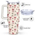 thumbnail image 3 of Merry Christmas 40 OZ Tumbler with Handle Rust Resistant Tumbler Cup Seamless Pattern Red Bowknot and Holly Cafe Tumblers for Holiday Accessories Tumbler for Daughter Son, 3 of 6