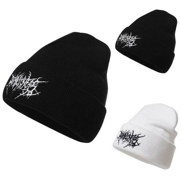 Gothic Beanies Hat for Women Men Y2k Grunge Harajuku Punk Winter Warm Knitted Skull Cap Streetwear