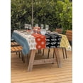 thumbnail image 3 of Outdoor Tablecloths with Umbrella Hole & Zipper, Modern Bohemian 60 x102 Inch Rectangle Tablecloths, Colorful Minimalist Abstract Paisley Boho Waterproof Table Cloth, Patio/Pool/Picnic Table Covers, 3 of 8
