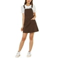 thumbnail image 2 of MODA NOVA Juniors Casual Adjustable Strap Above Knee Suspender Dress Red-Brown XS, 2 of 6
