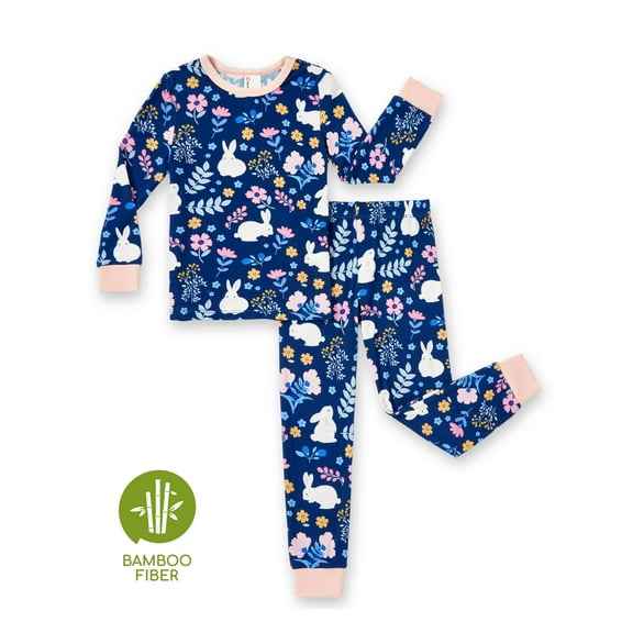 PatPat Girls Pajama Set Toddler Girls Clothes Viscose from Bamboo Pajamas Snug Fit Pj Set Kids 2-Piece Sleepwear Fall Pajamas Sizes 2-6 Years