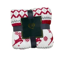 EWASWON Reversible Christmas Deer Throw Blanket - 50x60 Inches Soft Flannel Fleece, Warm for Sofa/Bed, Cozy Winter Holiday Decor