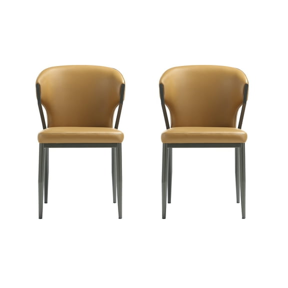 Kirsten Camel Leatherette Dining Chair with Metal Legs - Set of 2