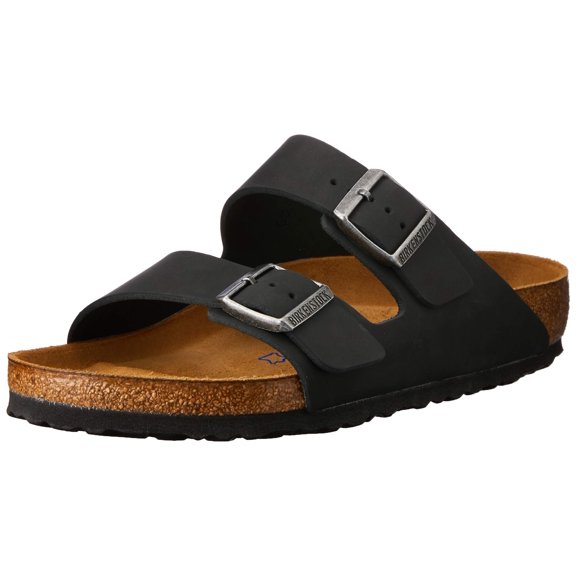Birkenstock 752481: Unisex Arizona Soft Footbed Black Oiled Leather Sandals