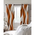thumbnail image 2 of Burnt Orange White Moire Black Out Curtains 84 Inch Long for Living Room, Modern Abstract Art Blackout Curtain Shade Thermal Insulated Window Curtains Grommet Drapes 42"x84" 2 Panels, 2 of 8