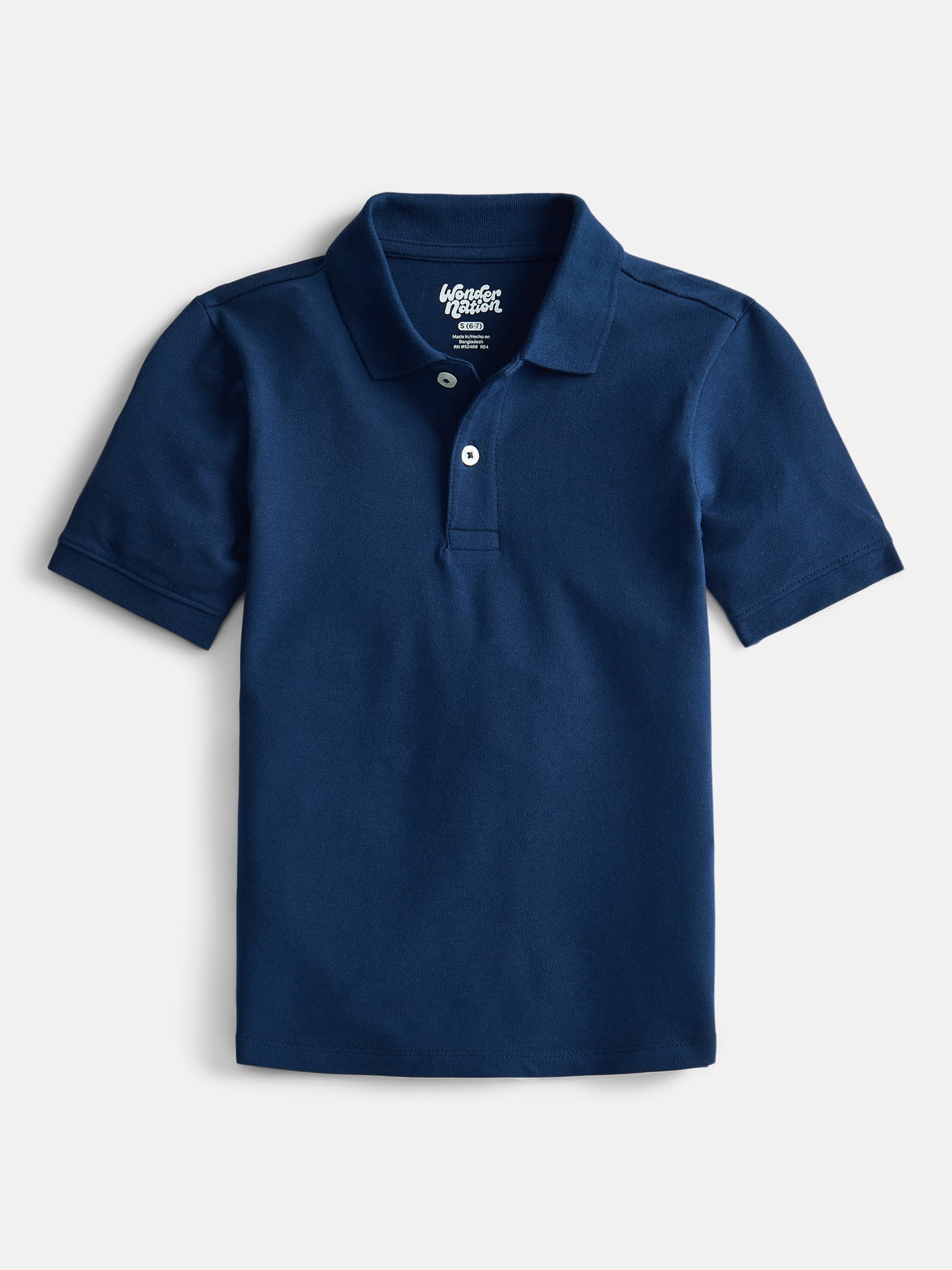 Wonder Nation Boys School Uniform Short Sleeve Pique Polo Shirt, 2-Pack, Size 4-18 & Husky
