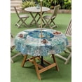 thumbnail image 3 of Outdoor Tablecloth with Umbrella Hole & Zipper, Sea Turtle Coastal Round Tablecloth 54 Inch, Blue Teal Beach Ocean Nautical Coral Patio Table Cover Waterproof Table Cloth for Picnic/Party, 3 of 7
