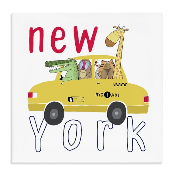 Stupell Industries Contemporary New York Taxi Animals Canvas Art, 17 x 17, by Carla Daly