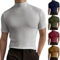 thumbnail image 2 of WTXUE T-Shirts Short Sleeve, Mock Neck Shirts for Men Male Spring Summer Solid T Shirt Blouse Turtleneck T Shirt Cotton Solid Casual Tops for Men, 2 of 5