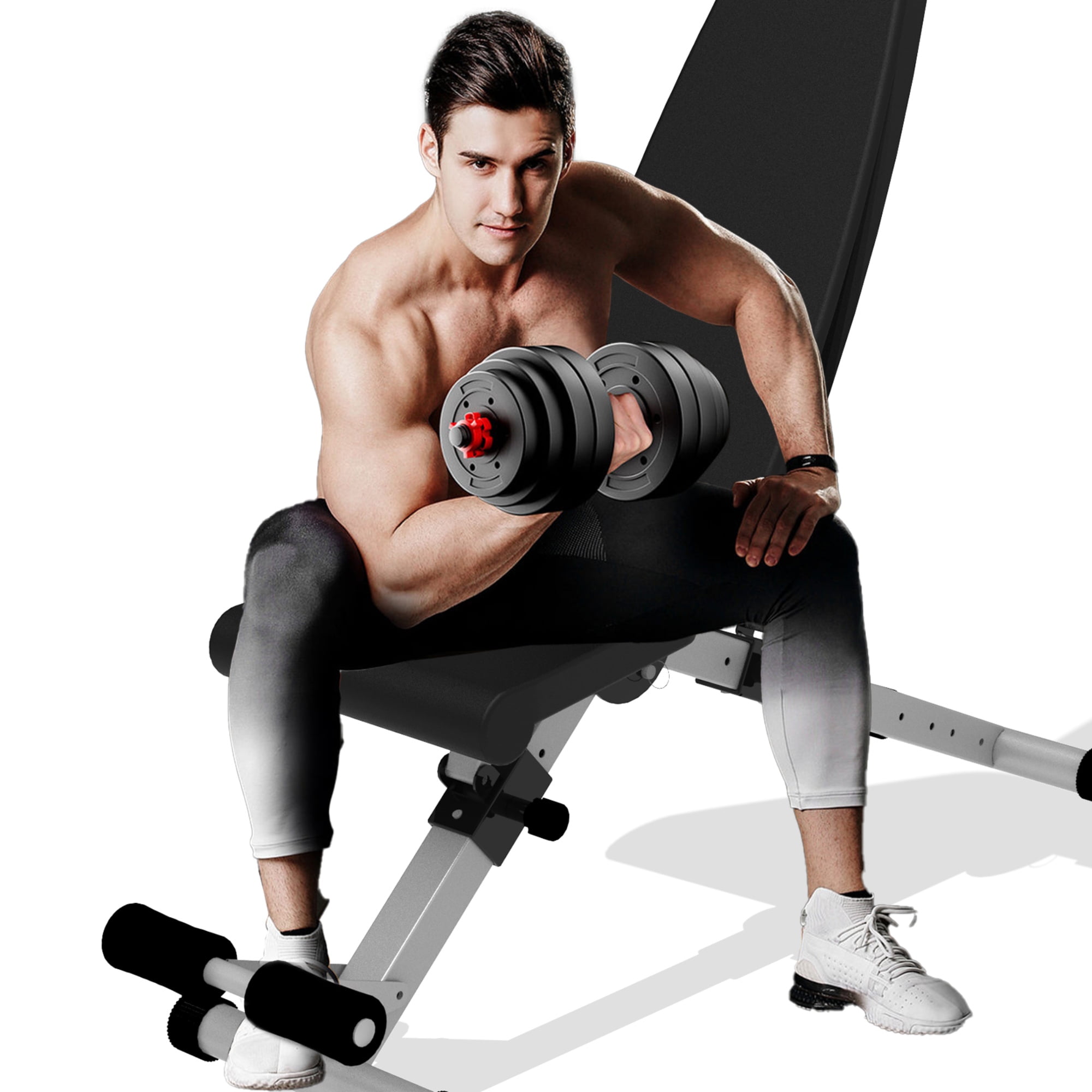 Kadyn Adjustable Foldable Dumbbell Bench, 49.21" Weight Bench Press, Home Gym Strength Training Exercise Workout Bench for Full Body, Antique Black