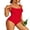 Red, variant on Charmo Womens Ribbed One Piece Swimsuits Scalloped Monokini Bathing Suits