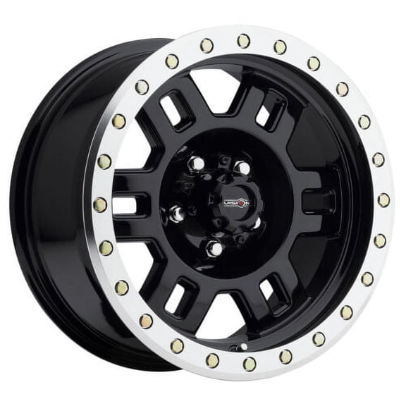 17x8.5 Vision 398 Manx Beadlock Gloss Black Wheels Blank (-15mm) Set of 4