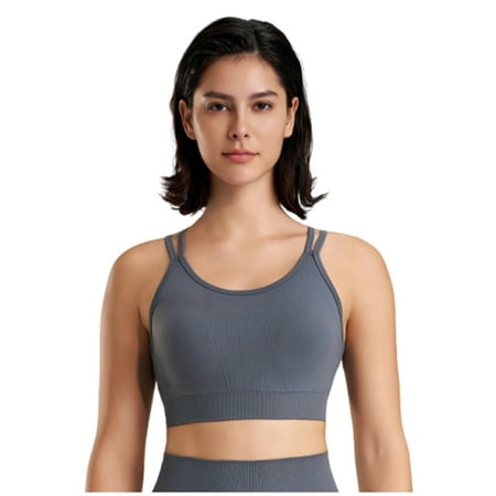 Timegard Womens Longline Sports Bra Strappy Workout Breathable Crop Tank Tops High Support Gym Bralette