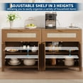 thumbnail image 4 of BouPower Modern Rattan Sideboard Buffet Storage Cabinet with Doors, Boho Narrow Accent Credenza Cabinet with Storage Coffee Bar Console Table for Kitchen, Entryway, Living Room, Dining Room, 4 of 8