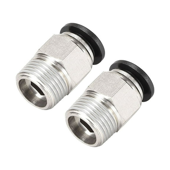 Straight Pneumatic Push to Quick Connect Fittings,3/8NPT Male x 10mm Tube OD Silver Tone 2pcs