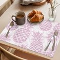 thumbnail image 3 of Pink Pineapple Placemats Set of 2 Summer Botanical Tropical Fruits Place Mats Indoor Wipeable Table Mats Washable Cloth Dining Table Placemats for Kitchen Holiday Party Home Decor 13x19 Inch, 3 of 9