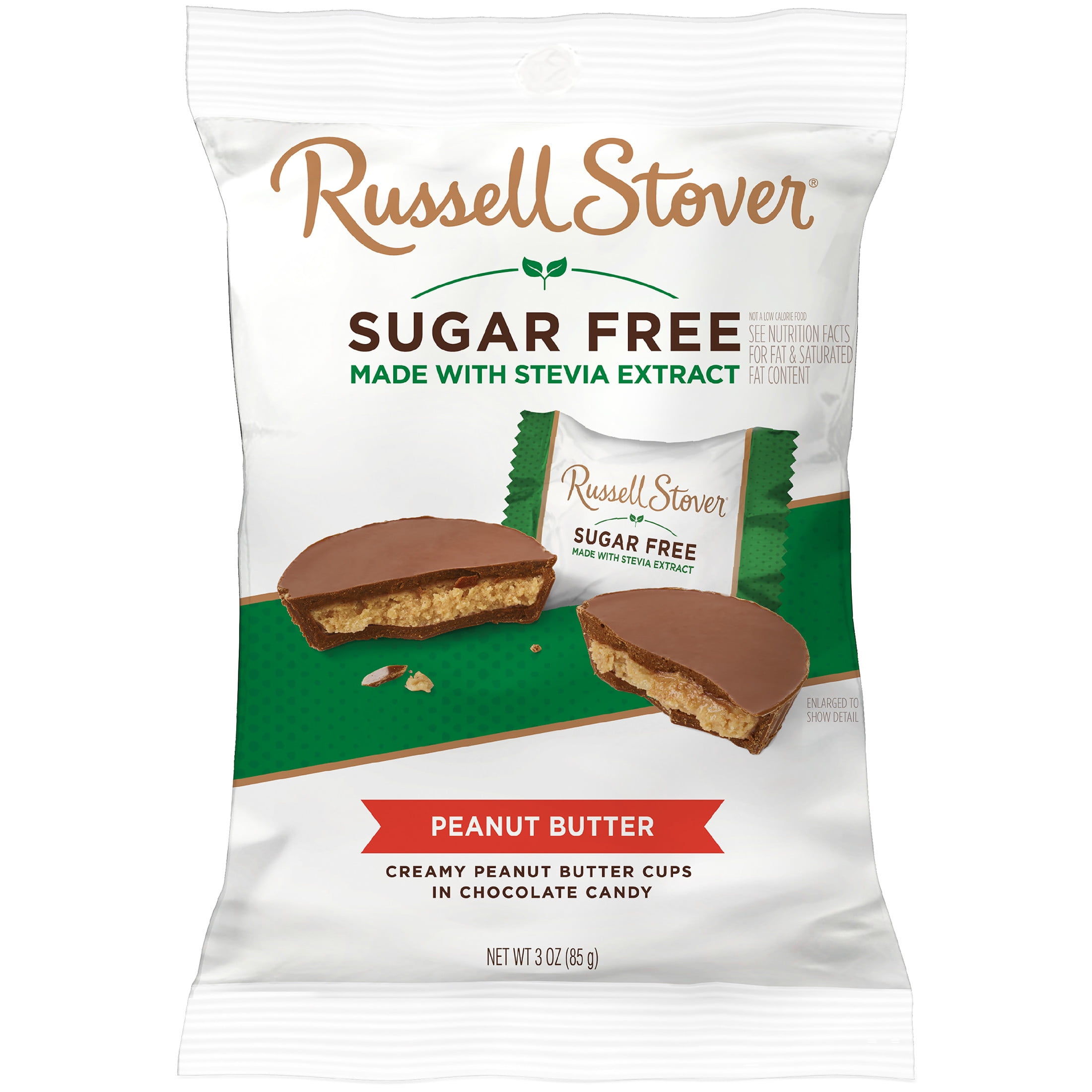 RUSSELL STOVER Sugar Free Peanut Butter Cup Chocolate Candy, 3 oz. bag ( 5 pieces)