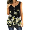 thumbnail image 1 of asdoklhq Womens Plus Size Tops,Women Summer Tops Casual Button Pleated Crewneck Printed Sleeveless Tunic T-Shirt Loose Blouse Tee, 1 of 3