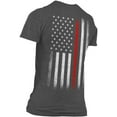 thumbnail image 2 of Men's Thin Red Line Flag Tee American Patriot Firefighter Support Shirt Dark Heather - Chest & Back, X-Large, 2 of 2