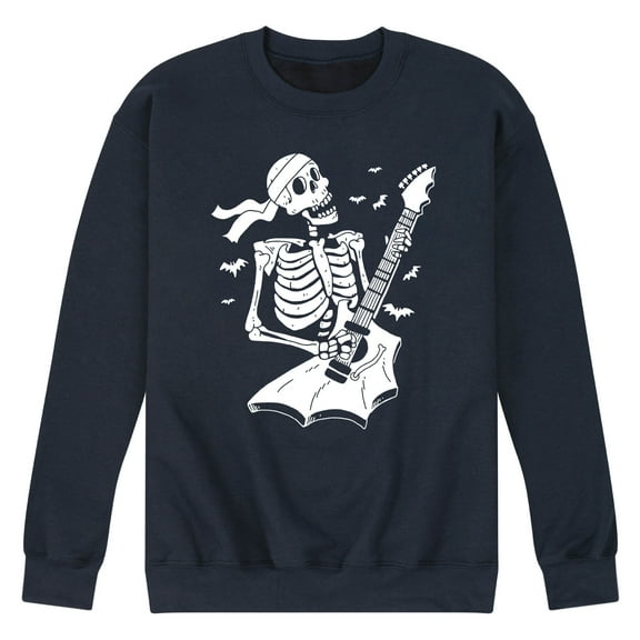 Instant Message - Skeleton Guitar  - Men's Crew Neck Fleece Pullover