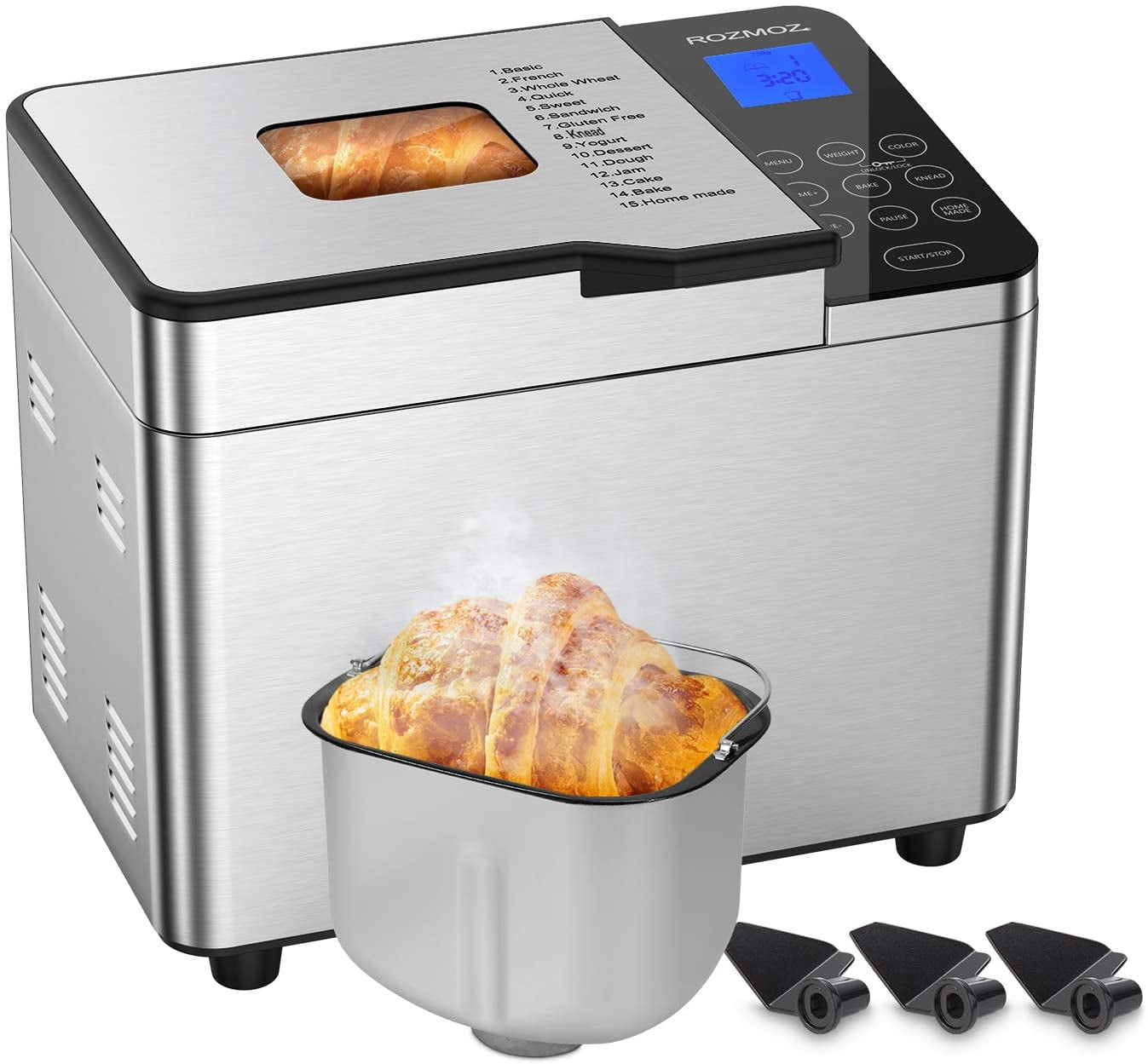 jam yogurt，Bread machine LED display 220V baking kitchen cooking bread maker with 19 Automatic Programs for bread dough smart sprinkler NAFE Bread maker 15-hour reservation time