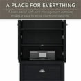 thumbnail image 3 of Pemberly Row Engineered Wood L Shaped Desk with Hutch & Storage Cabinet - Black, 3 of 7
