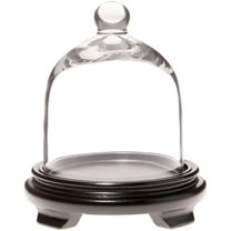 Plymor 5" x 6" Bell Jar Glass Display Dome Cloche, Black Wood Veneer Footed Base (Interior size 4.75" x 4.5")
