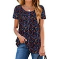 thumbnail image 2 of Fantaslook Women Tunic Tops Casual Henley Short Sleeve Shirts Floral Blouses Loose Summer Tops, 2 of 6