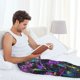 thumbnail image 5 of Fotbe Starry Night Iris Field Pantalones de Pijama para Hombre, Pantalones de Dormir, Pantalones de Casa con Cintura Ajustable y Bolsillos-Medium, 5 of 6