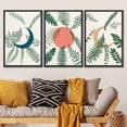 thumbnail image 2 of PixonSign Framed Canvas Print Wall Art Set Crescent Moon Sun Forest Plants Nature Floral Illustrations Modern Art Minimalism Decorative Botanical for Living Room, Bedroom, Office - 16"x24"x3 Black, 2 of 5