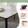 thumbnail image 4 of 63" Rectangular White Dining Table for 4–6 People, Modern Sintered Stone Kitchen Table with metal Legs, Dining Table for Kitchen, Living Room, 4 of 8