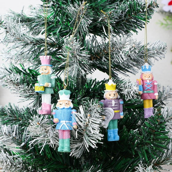 Masteelf  4 Pcs Resin Nutcracker Christmas Tree Decorations Shatterproof