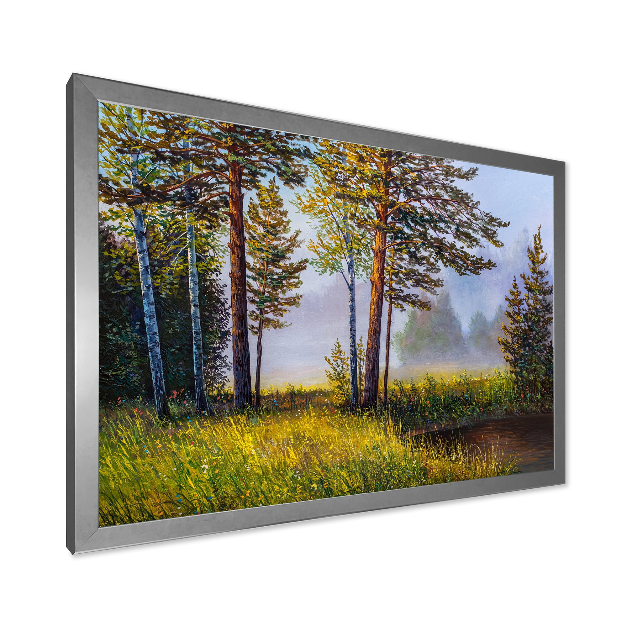 Designart 'Subtle Sunset Light Through The Trees III' Lake House Framed Art Print