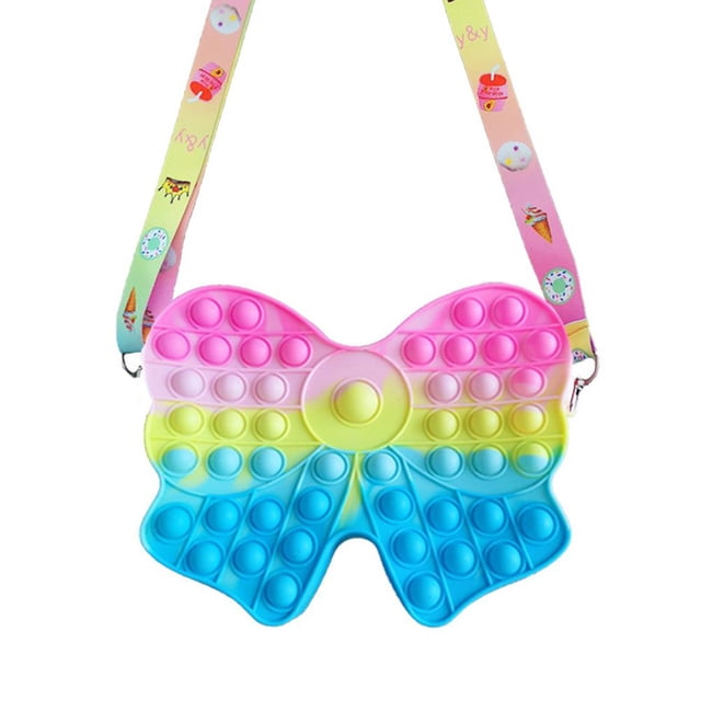 Juguete Sensorial De Burbujas De Empuje, Nudo De Lazo, Bolso De Hombro De Pavo Real, Monedero, Juguetes Para Aliviar El Estrés, Juguete De Descompresión De Silicona Para Niños Y Adultos Guardurnaity AP006311-03