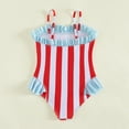 thumbnail image 3 of Gyratedream Toddler Baby Suspender One Piece Swimsuit Kids Quick Dry Stripe Swimwear Boy Girl Ruffle Bathing Suit for 8 Years-12 Years, 3 of 6