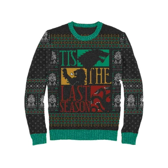 Game of Thrones Mens Gray Tis The Last Season Christmas Holiday Sweater Medium