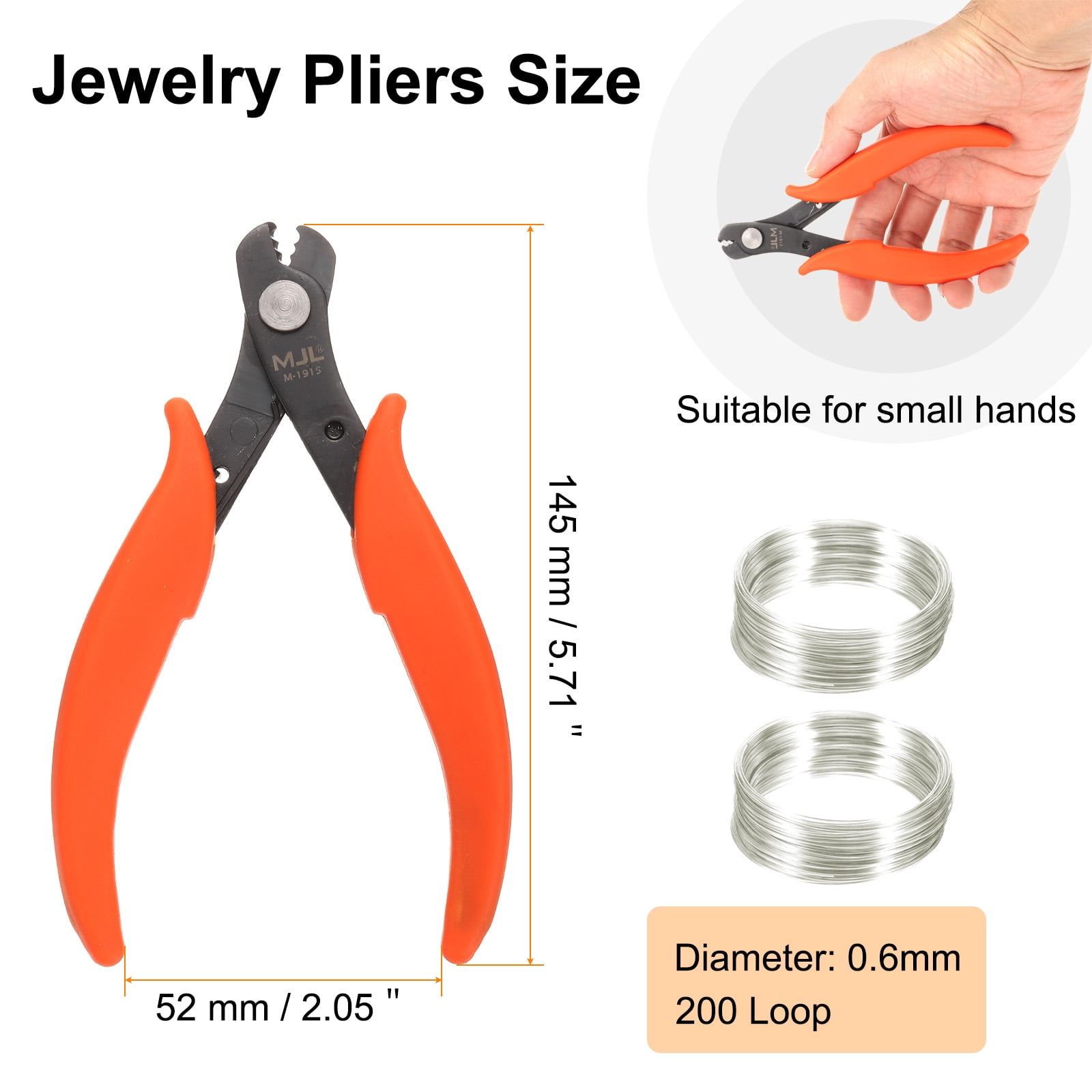 Uxcell Memory Wire Cutter Kit 5.5" Mini Jewelry Pliers with 200 Loops Silver Memory Wire for Bracelet Making Crafts Jewelry Making