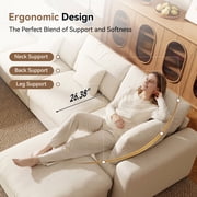 BedLuxury 140 Extra Large Modular Sectional Cloud Sofa with 2 Removable Storage Ottoman, Extra Deep Seat Couch, Living Room Furniture, Chenille Beige