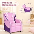 thumbnail image 3 of Costway Kids Recliner Chair Gaming Sofa PU Leather Armchair w/Side Pockets Pink, 3 of 12
