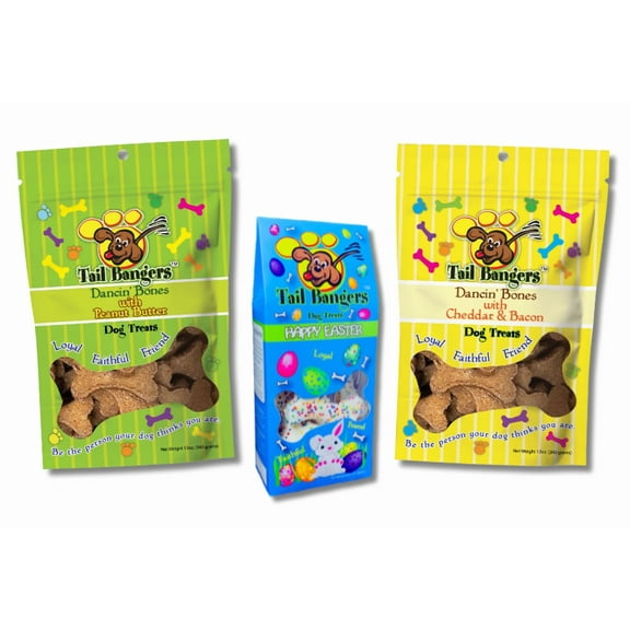 Tail Bangers Easter Variety Pack Peanut Butter & Honey Crunchy Dog Treat, 3 count