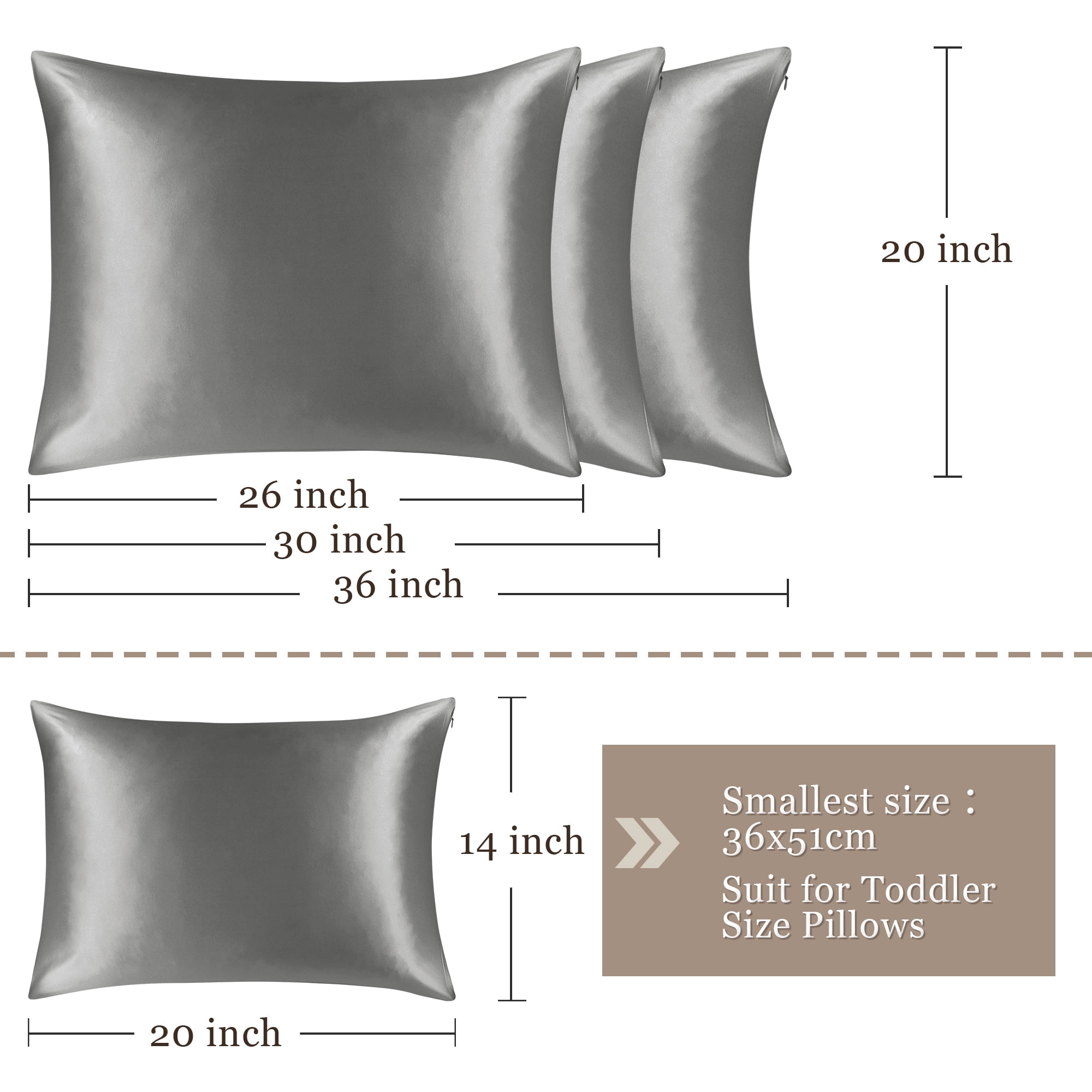 Unique Bargains 100% Luxury Silk Solid Bed Pillowcase, 1 Piece,  Grey