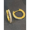 thumbnail image 5 of Pave 0.36 Cts Round Brilliant Natural Diamonds Petite Hoop Earrings In Hallmark 18K Yellow Gold, 5 of 12